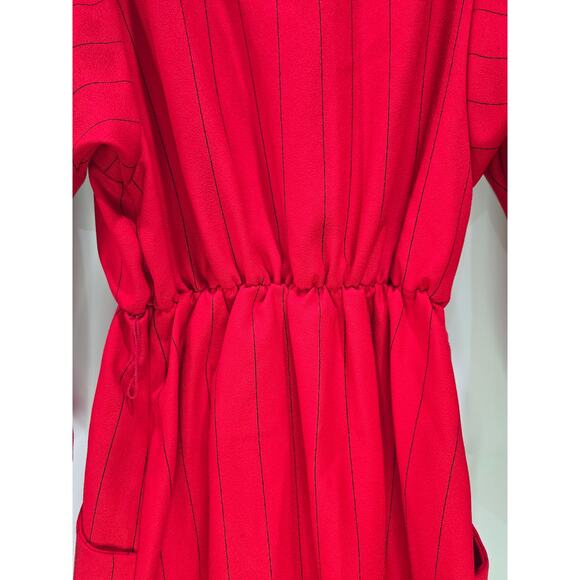 Vintage 1980s Sears“The Fashion Place” Red Striped Shirt Dress – Size 16 (union) - Picture 14 of 16